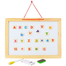 White board 8/12 Black Slate, Alphanumeric Magnet, Notice Board with Magnetic Mathematical Signs 5 in 1 Wooden Frame Double Sided image
