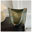 Women's Textured Leather Shoulder Bag with Patterned Strap - Green image