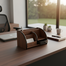 Wooden Desk Organizer with Pen, Pencil, Business Card, and Mobile Holder image