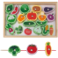 Wooden Threading Toy Designed For Toddlers, Featuring Various Vegetable Shapes image
