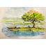 Mahmudur Rahman Rial Riverscape Watercolor - (16x13) Inches image