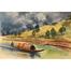 Mahmudur Rahman Rial Boat and Hill Watercolor Painting - (16X13)inches image